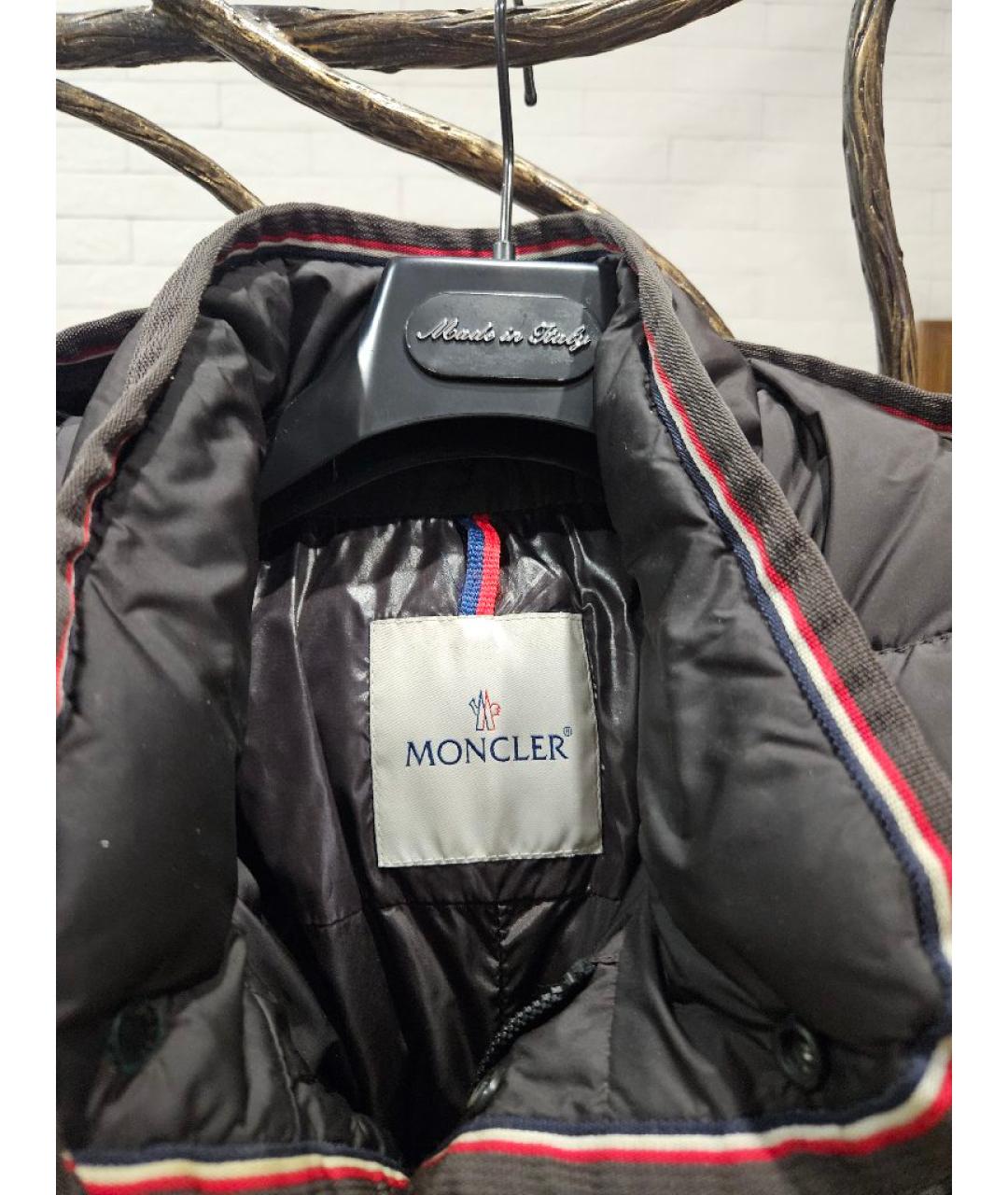 MONCLER Антрацитовый синтетический пуховик, фото 3