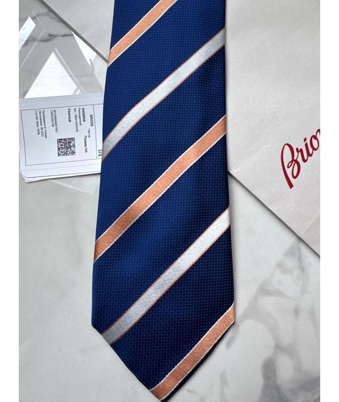 BRIONI Синий шелковый галстук, фото 4