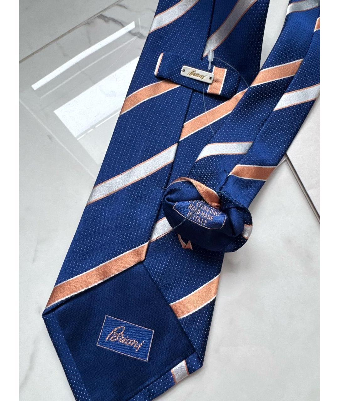 BRIONI Синий шелковый галстук, фото 5