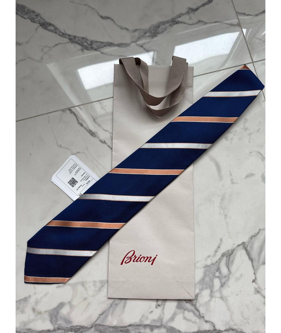 BRIONI Синий шелковый галстук, фото 2