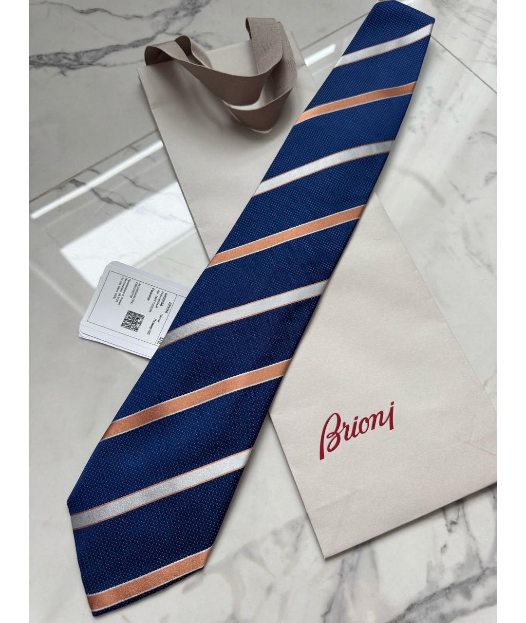 BRIONI Синий шелковый галстук, фото 7