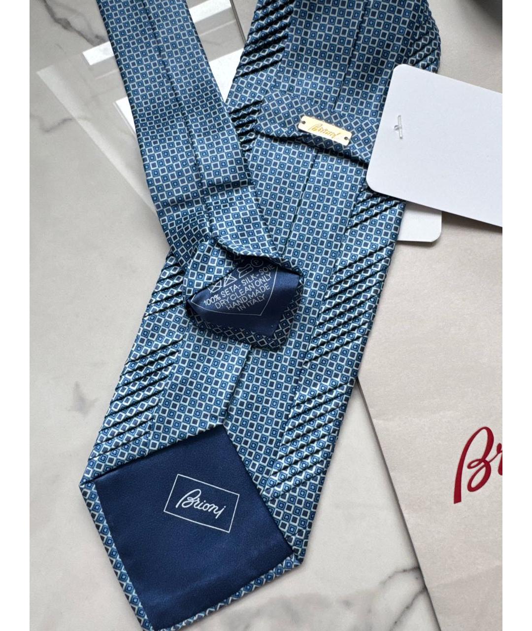 BRIONI Голубой шелковый галстук, фото 4