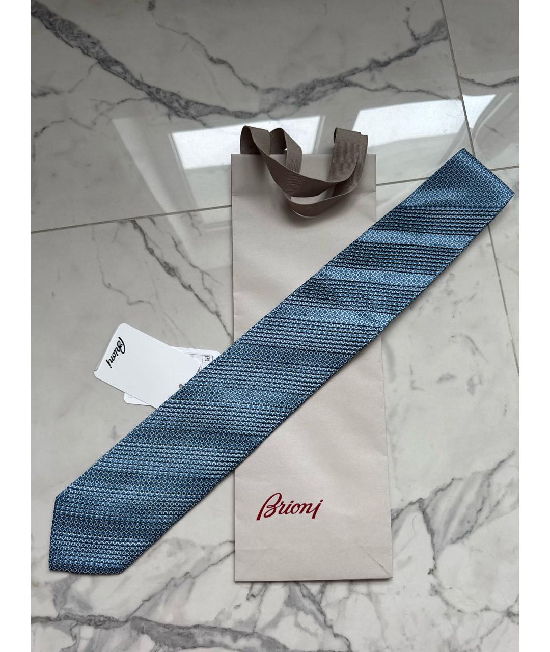 BRIONI Голубой шелковый галстук, фото 8