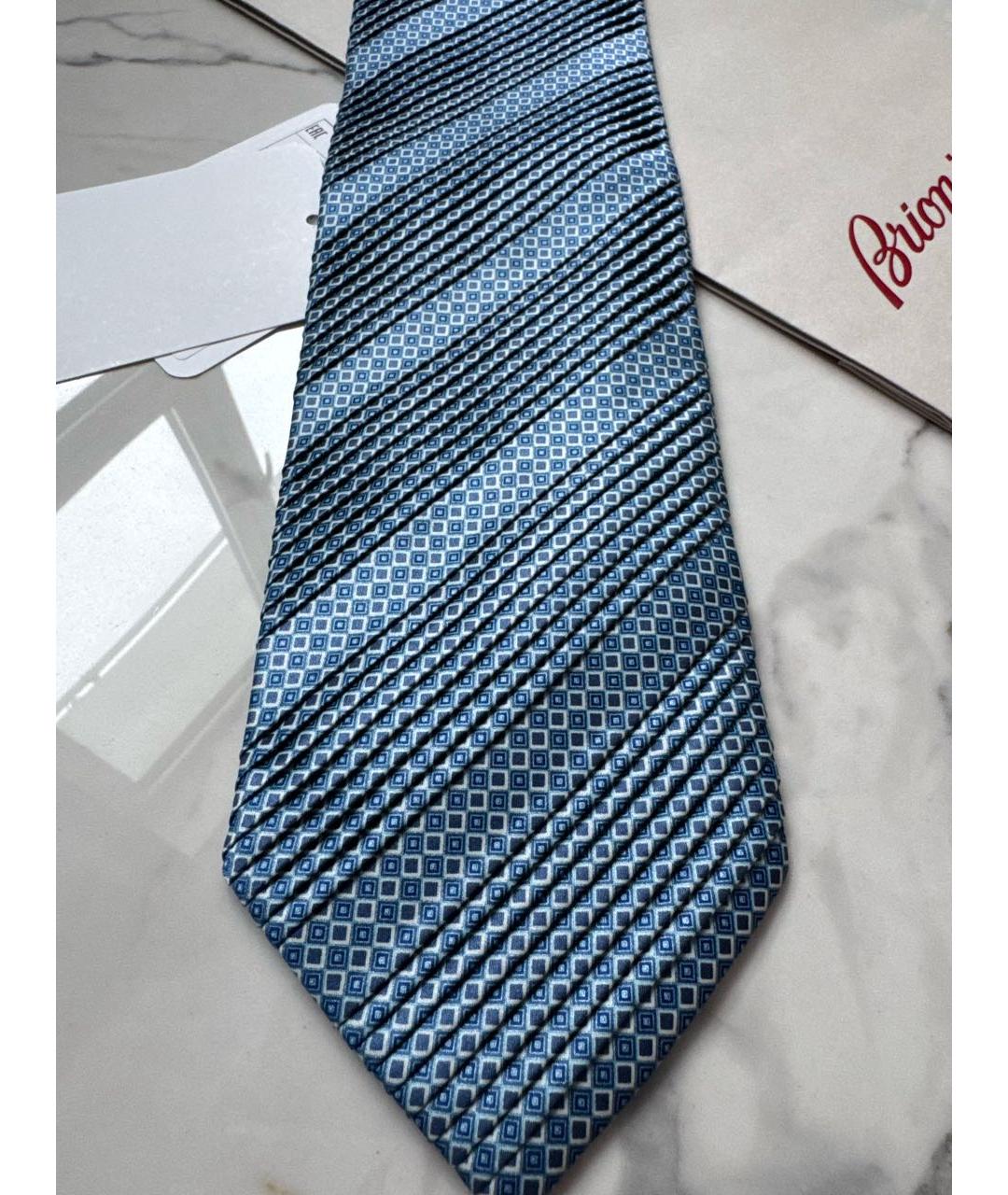 BRIONI Голубой шелковый галстук, фото 6