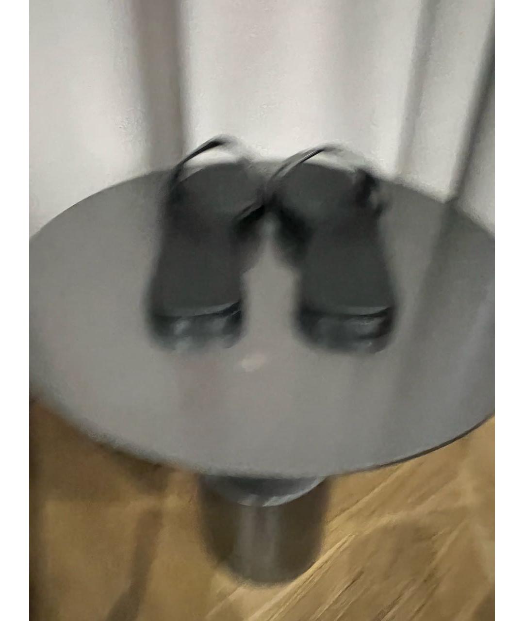 HERMES Черные кожаные шлепанцы, фото 4