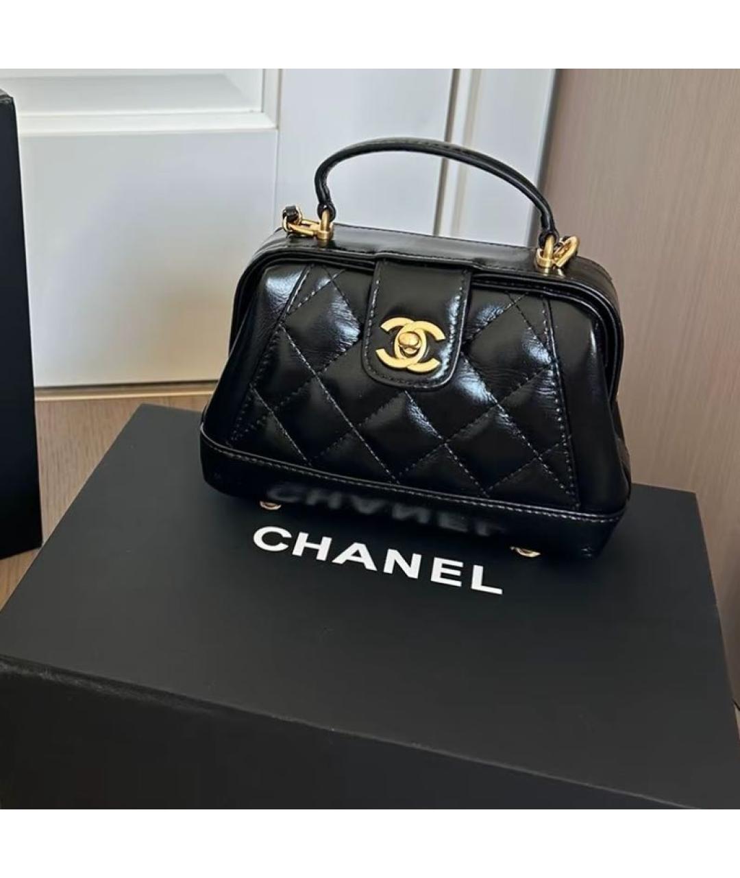 CHANEL Черная кожаная сумка через плечо, фото 7