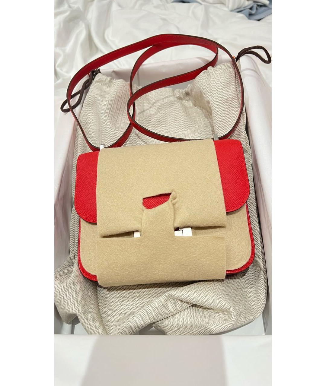 HERMES Красная кожаная сумка через плечо, фото 4