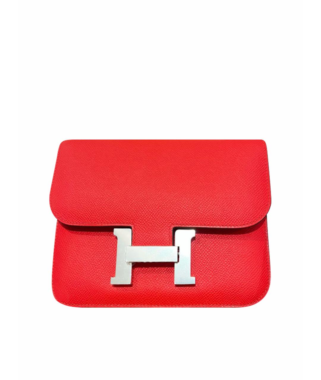 HERMES Красная кожаная сумка через плечо, фото 1