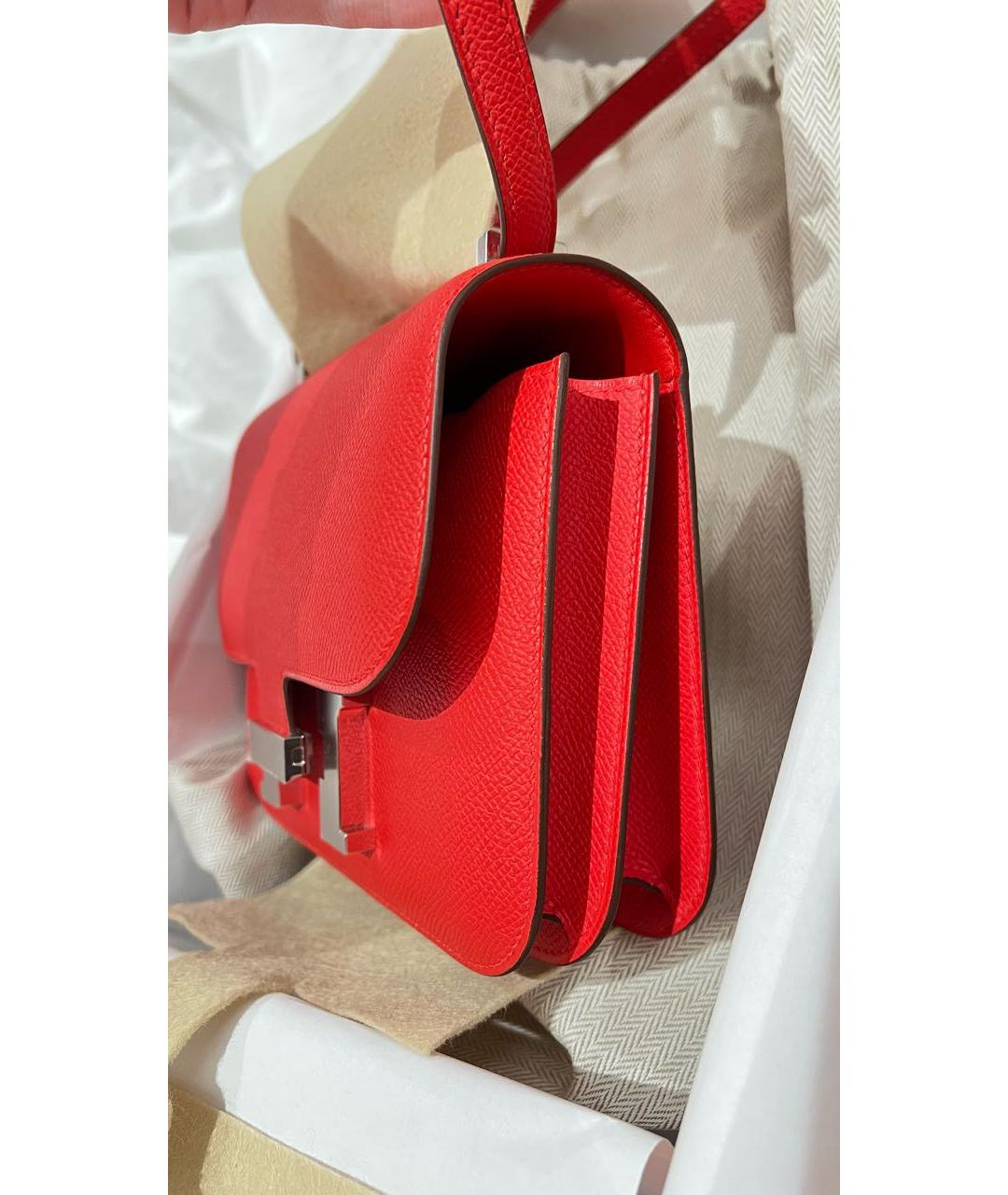 HERMES Красная кожаная сумка через плечо, фото 5