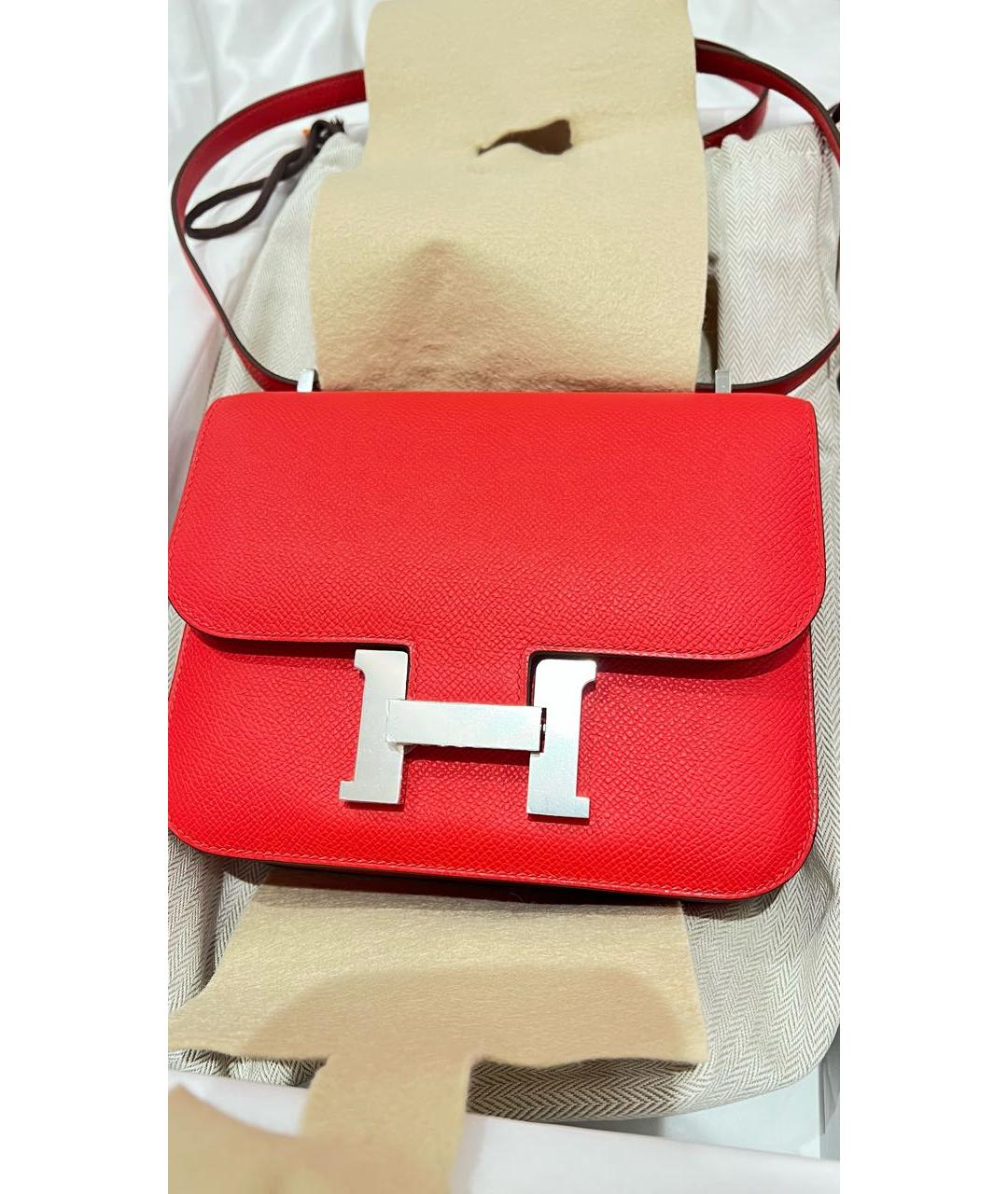 HERMES Красная кожаная сумка через плечо, фото 9