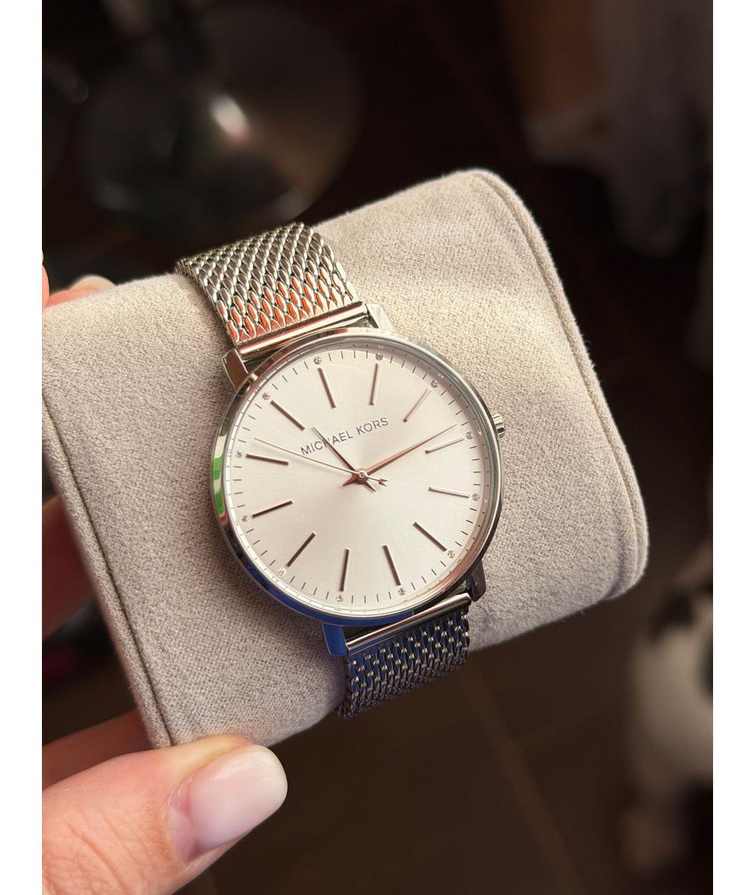 MICHAEL KORS Серебряные стеклянные часы, фото 4