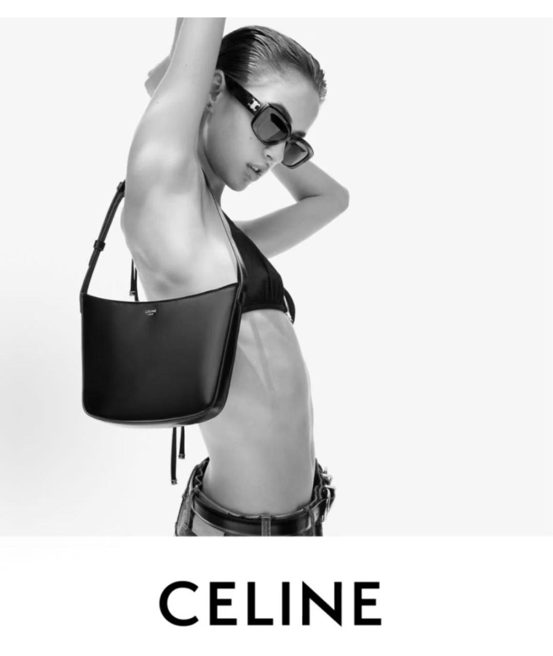 CELINE Черная кожаная сумка через плечо, фото 4