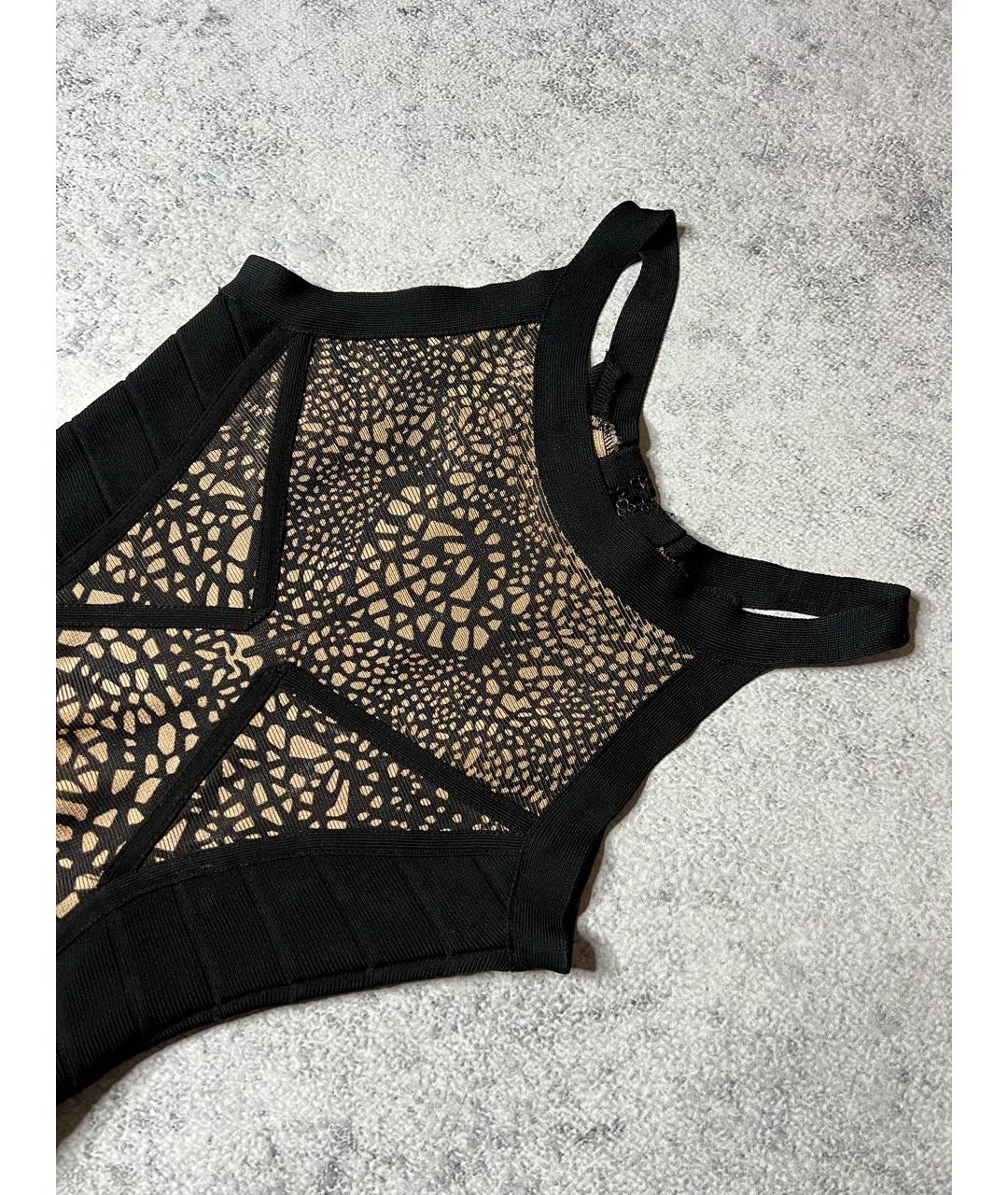 HERVE LEGER Черное вискозное коктейльное платье, фото 6