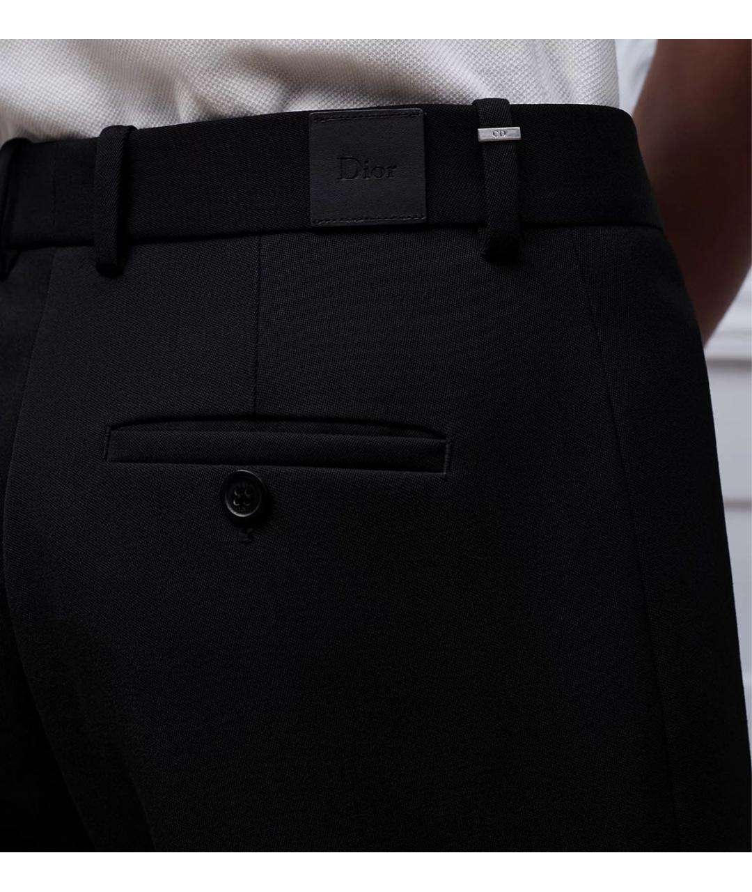 CHRISTIAN DIOR Темно-синие шерстяные прямые брюки, фото 3