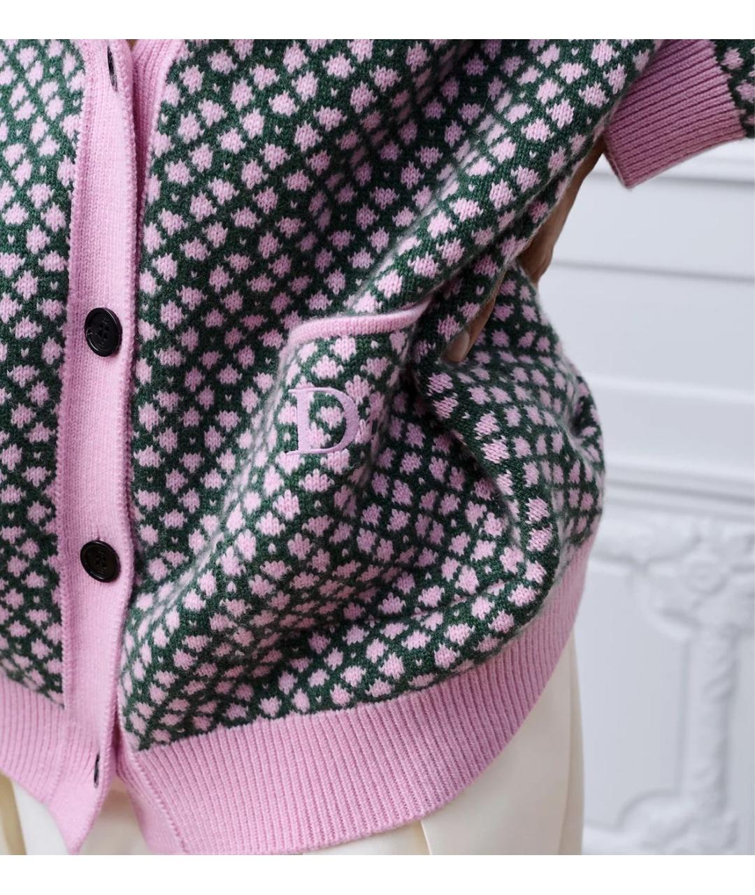 CHRISTIAN DIOR Розовый шерстяной кардиган, фото 4