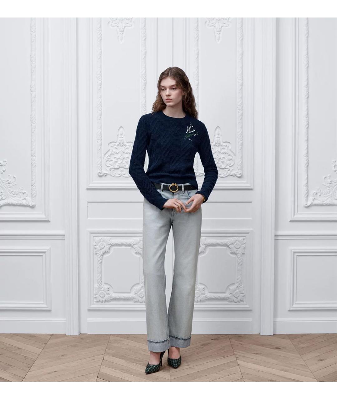 CHRISTIAN DIOR Темно-синий шерстяной джемпер / свитер, фото 2