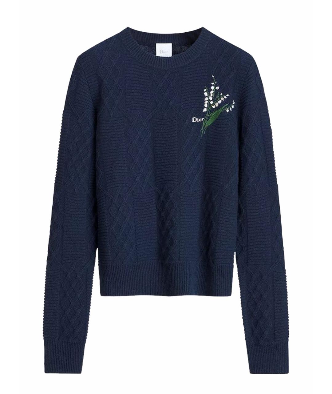 CHRISTIAN DIOR Темно-синий шерстяной джемпер / свитер, фото 1