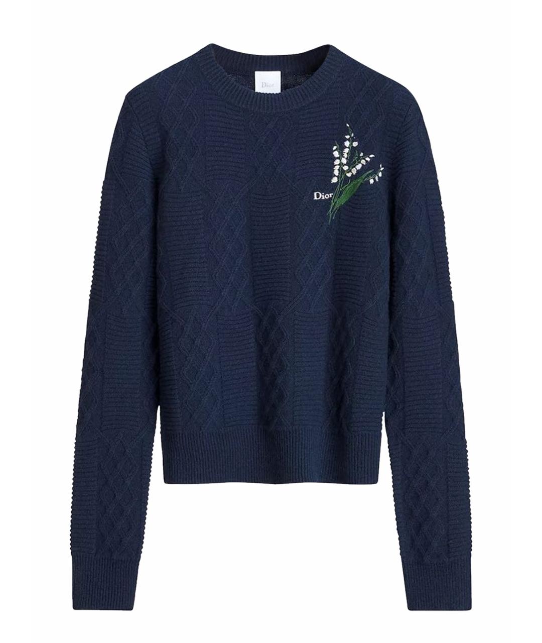 CHRISTIAN DIOR Темно-синий шерстяной джемпер / свитер, фото 4