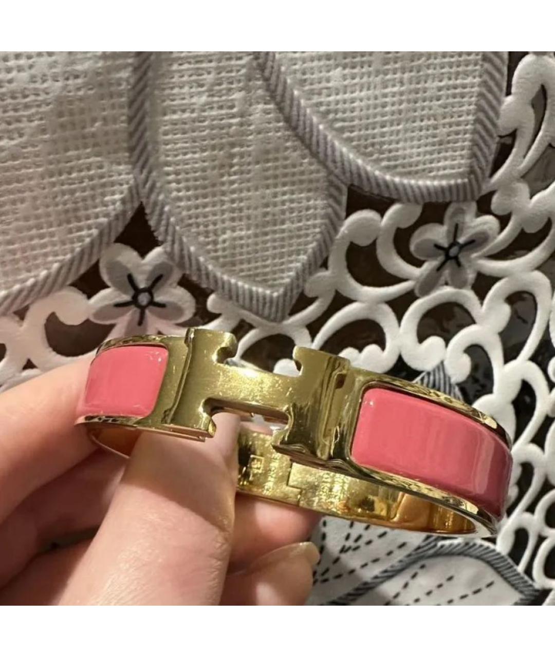 HERMES Розовый металлический браслет, фото 2