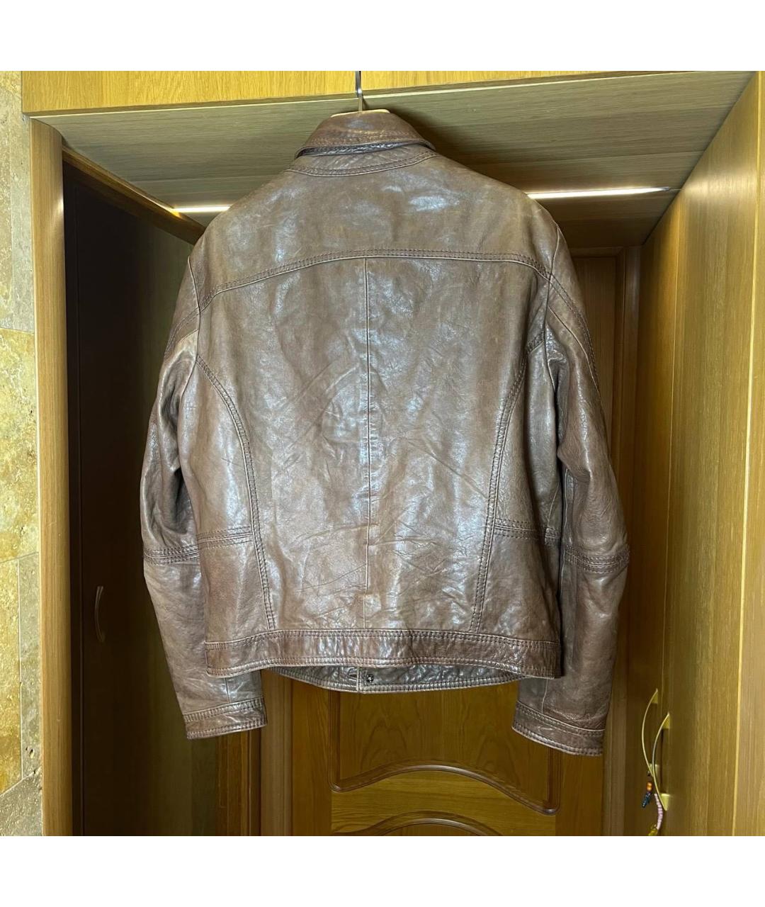 HUGO BOSS Коричневая кожаная куртка, фото 2