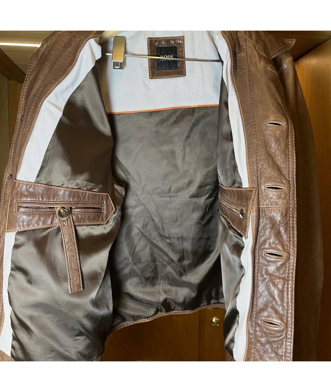 HUGO BOSS Коричневая кожаная куртка, фото 5
