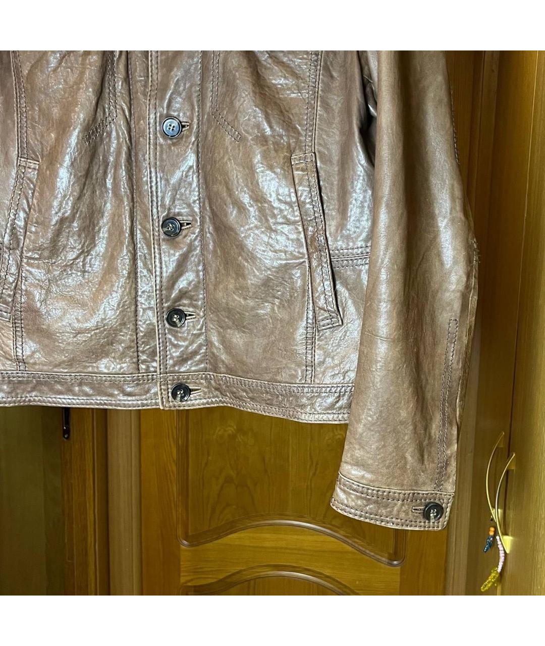 HUGO BOSS Коричневая кожаная куртка, фото 4