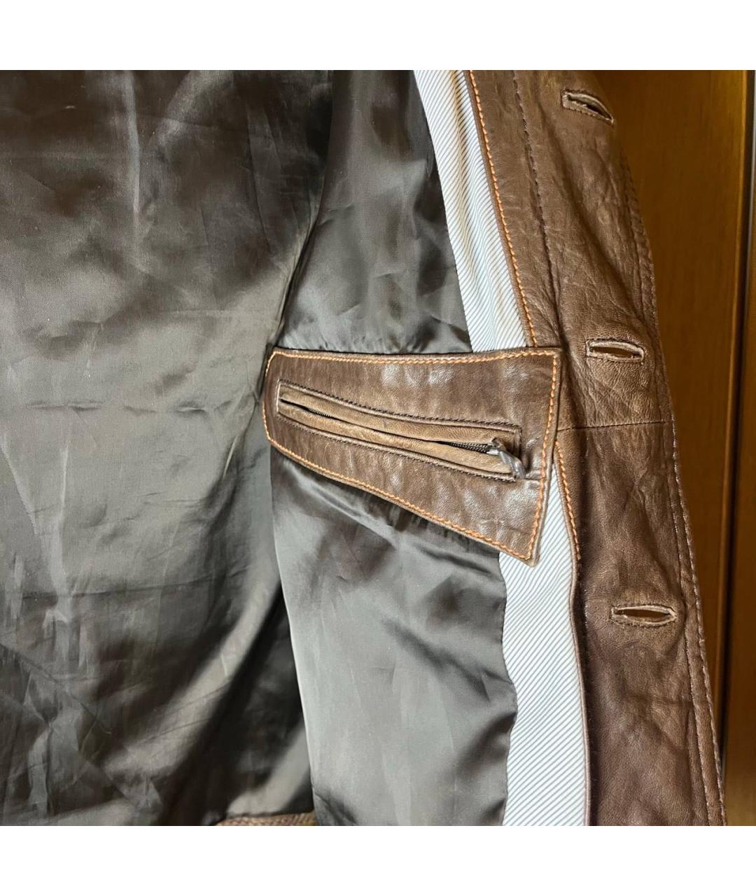 HUGO BOSS Коричневая кожаная куртка, фото 7