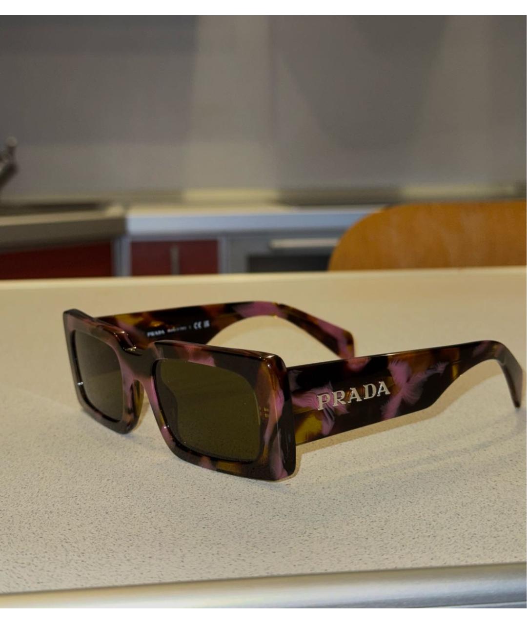PRADA Коричневые пластиковые солнцезащитные очки, фото 4