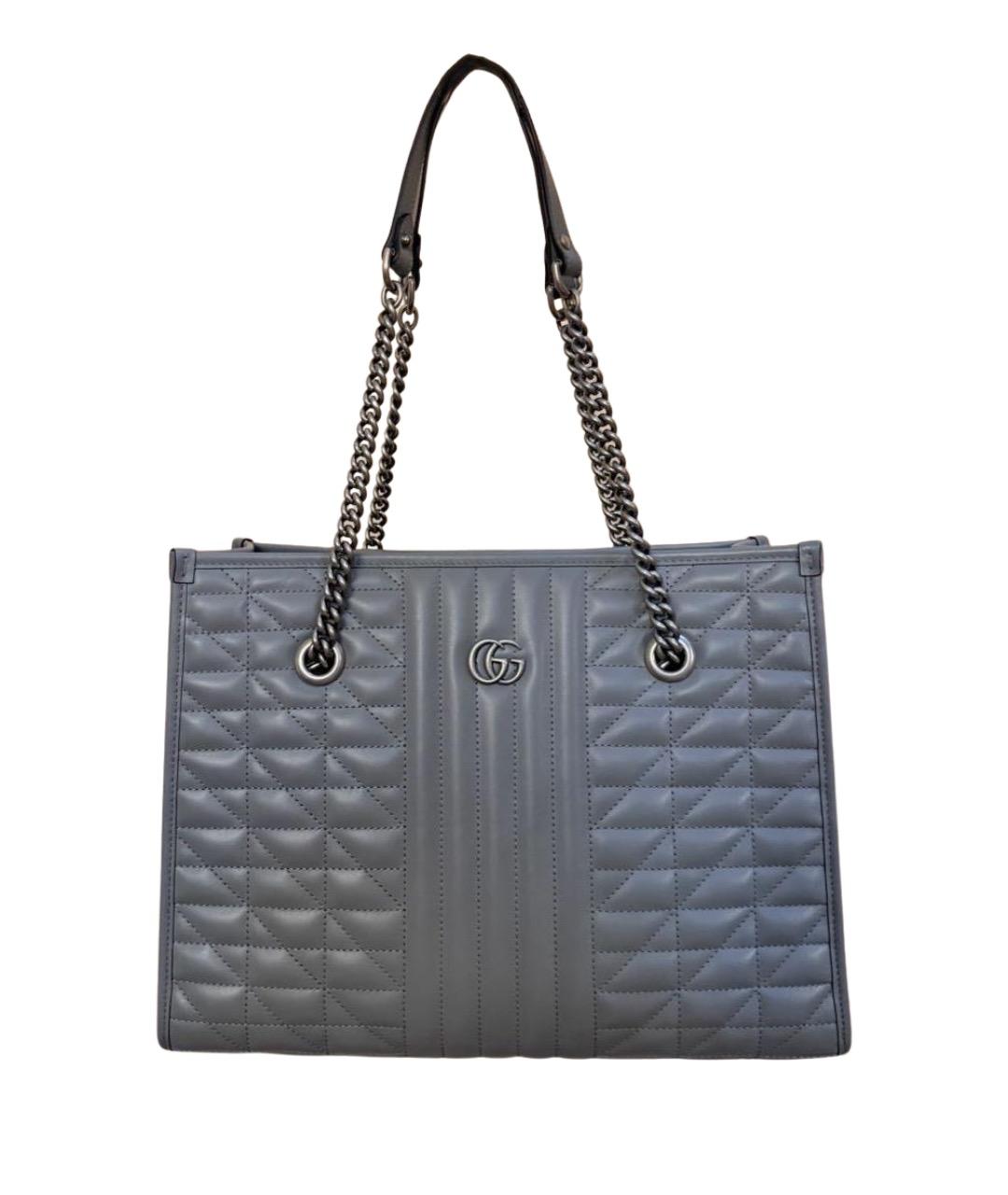 GUCCI Серая кожаная сумка тоут, фото 1