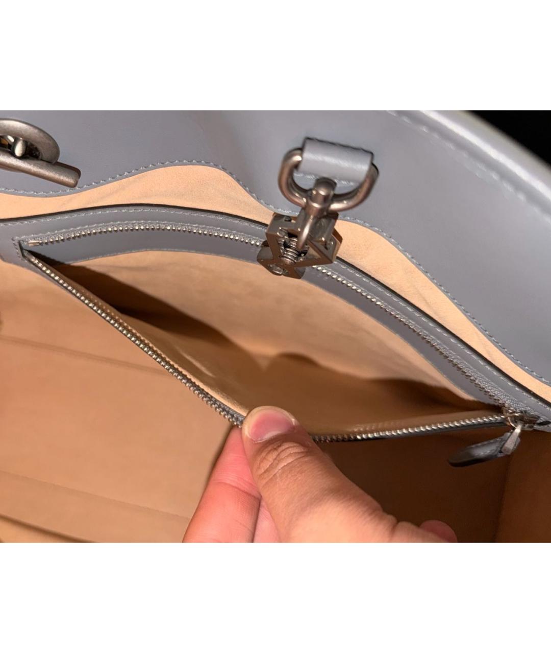 GUCCI Серая кожаная сумка тоут, фото 7