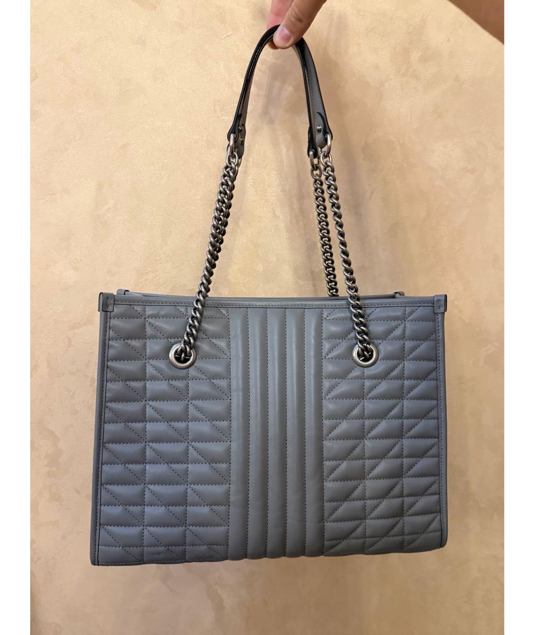 GUCCI Серая кожаная сумка тоут, фото 3