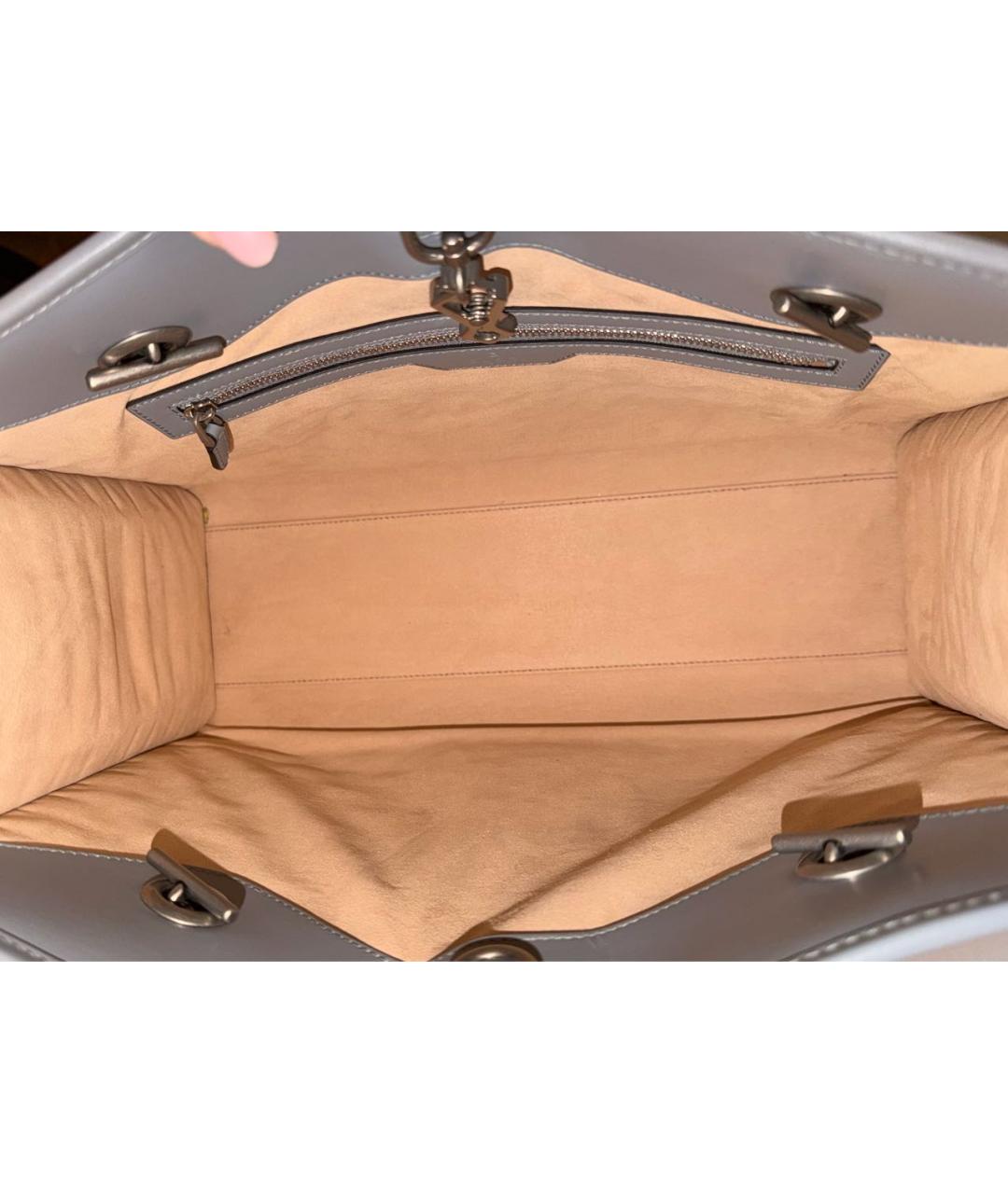 GUCCI Серая кожаная сумка тоут, фото 6