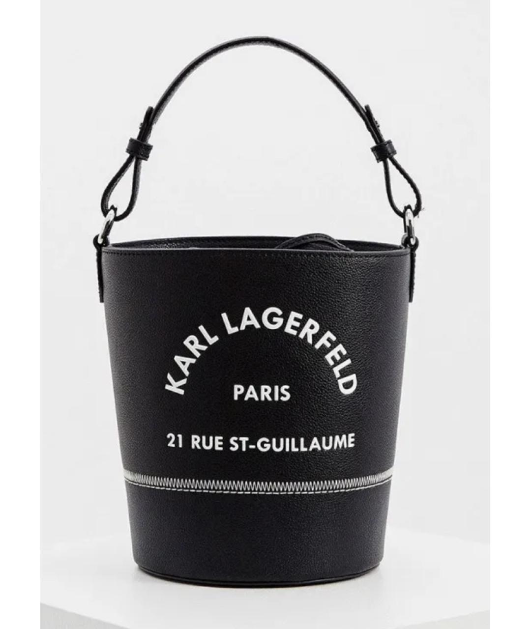 KARL LAGERFELD Черная кожаная сумка с короткими ручками, фото 7