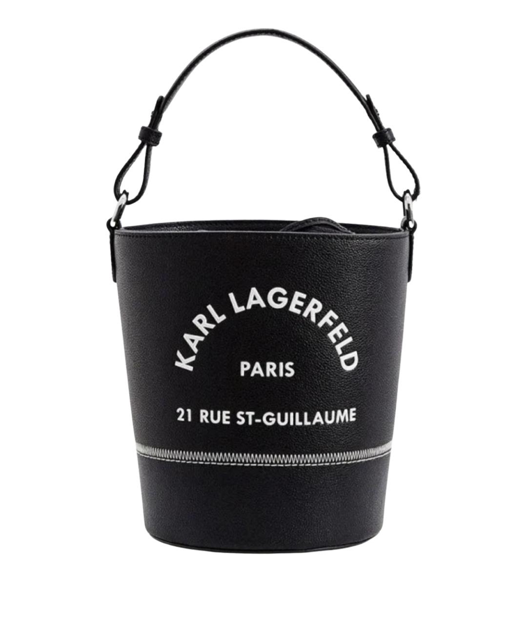 KARL LAGERFELD Черная кожаная сумка с короткими ручками, фото 1