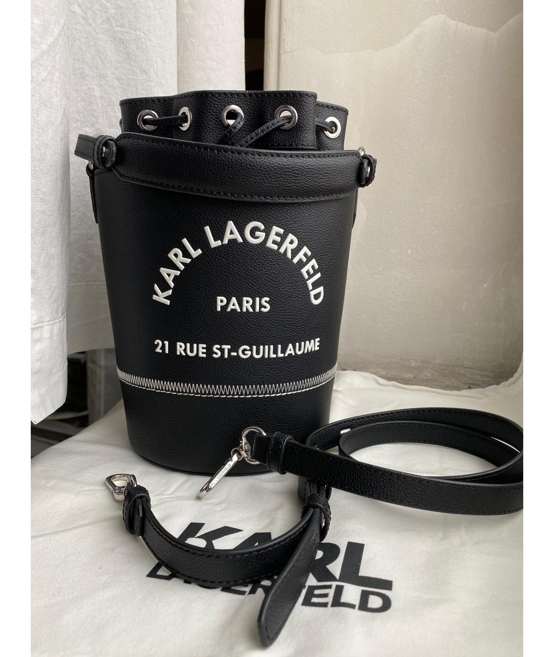 KARL LAGERFELD Черная кожаная сумка с короткими ручками, фото 3