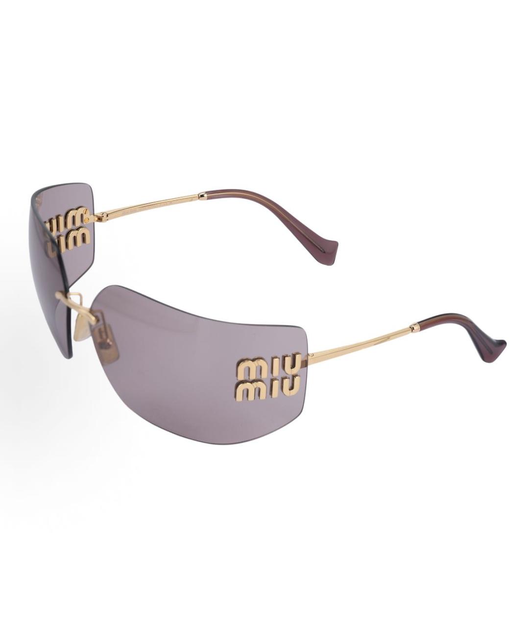 MIU MIU Золотые металлические солнцезащитные очки, фото 3