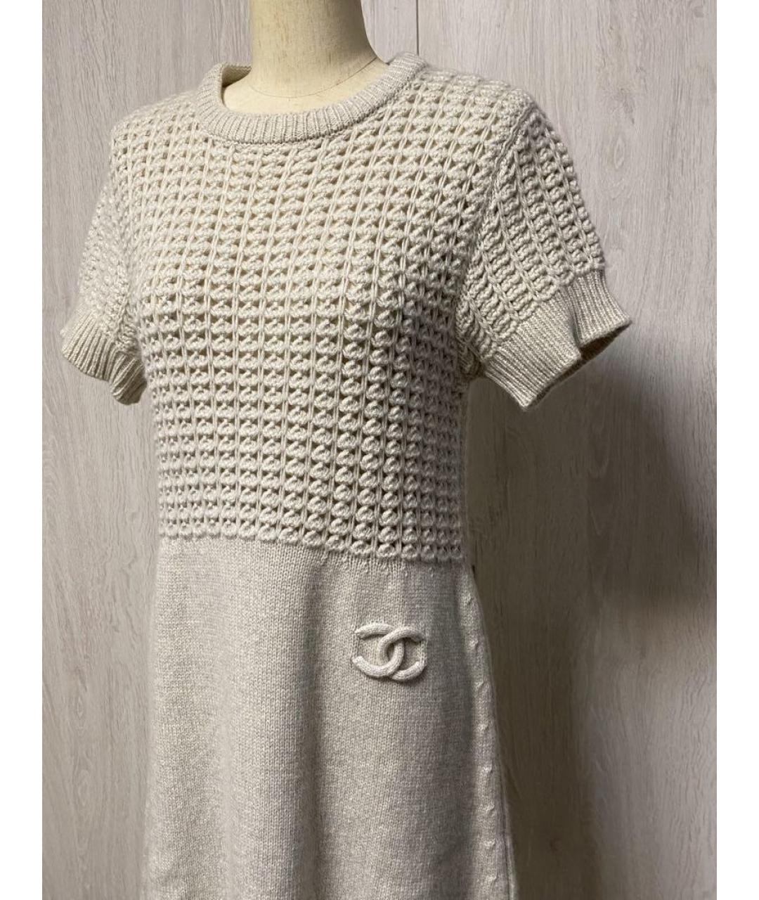 CHANEL Серое шерстяное повседневное платье, фото 6