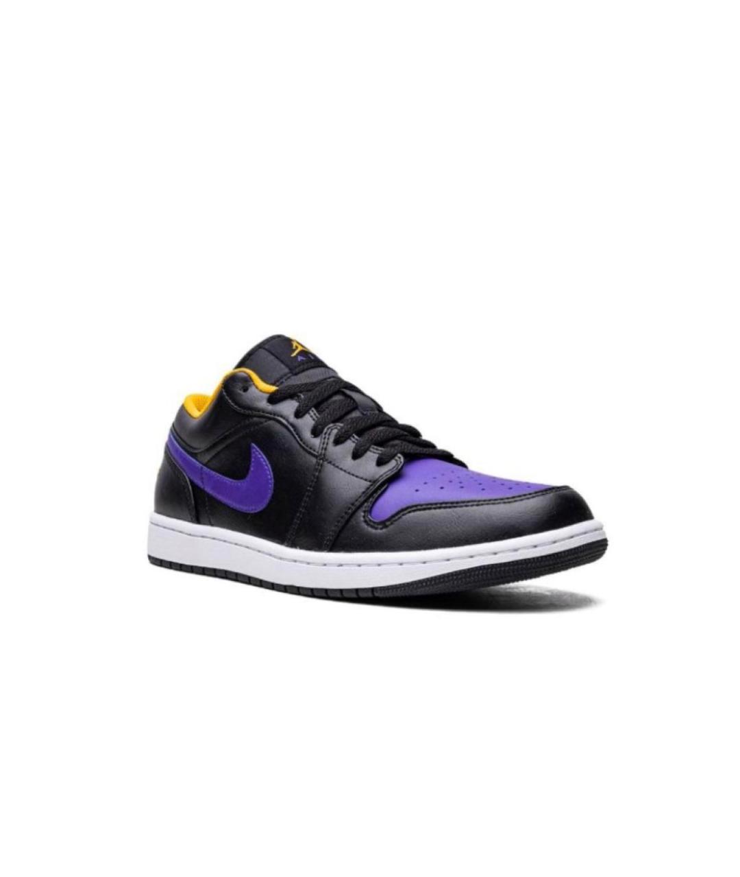 JORDAN Черные кожаные низкие кроссовки / кеды, фото 2