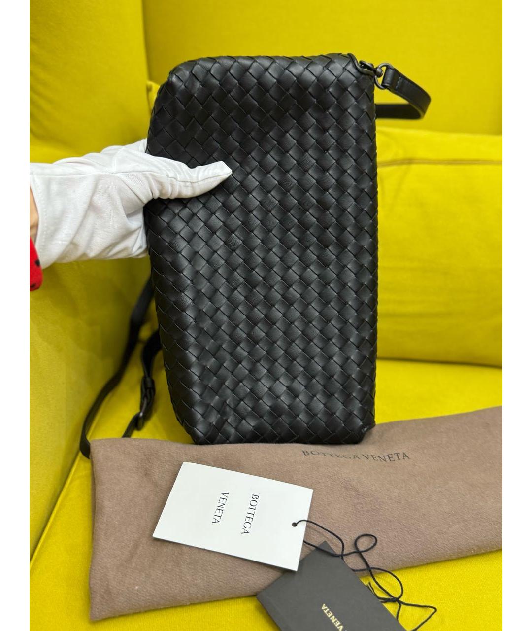 BOTTEGA VENETA Черная кожаная сумка на плечо, фото 7