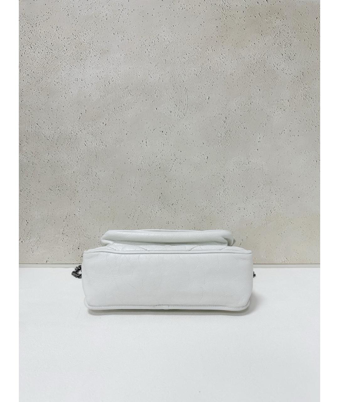 SAINT LAURENT Белая кожаная сумка через плечо, фото 5