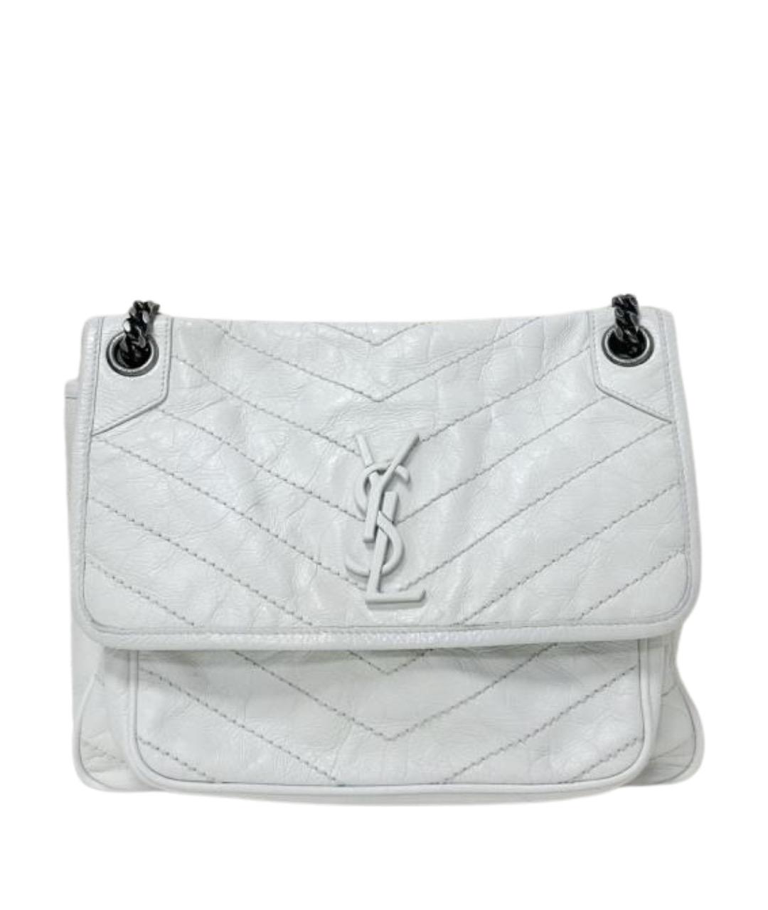 SAINT LAURENT Белая кожаная сумка через плечо, фото 1