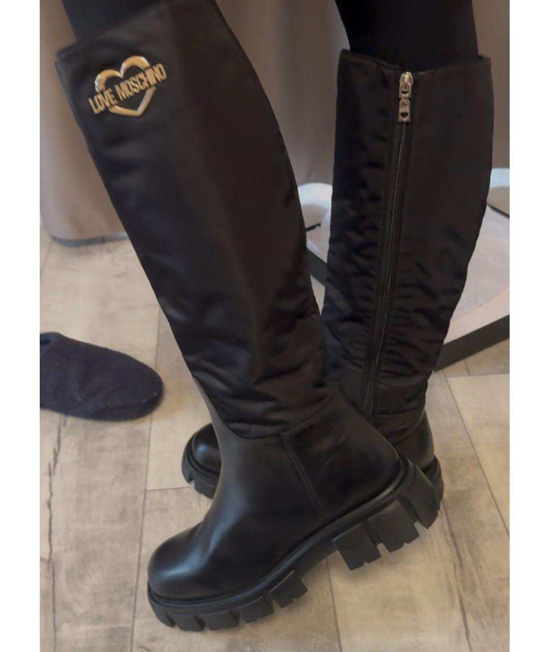 LOVE MOSCHINO Черные сапоги из искусственной кожи, фото 6