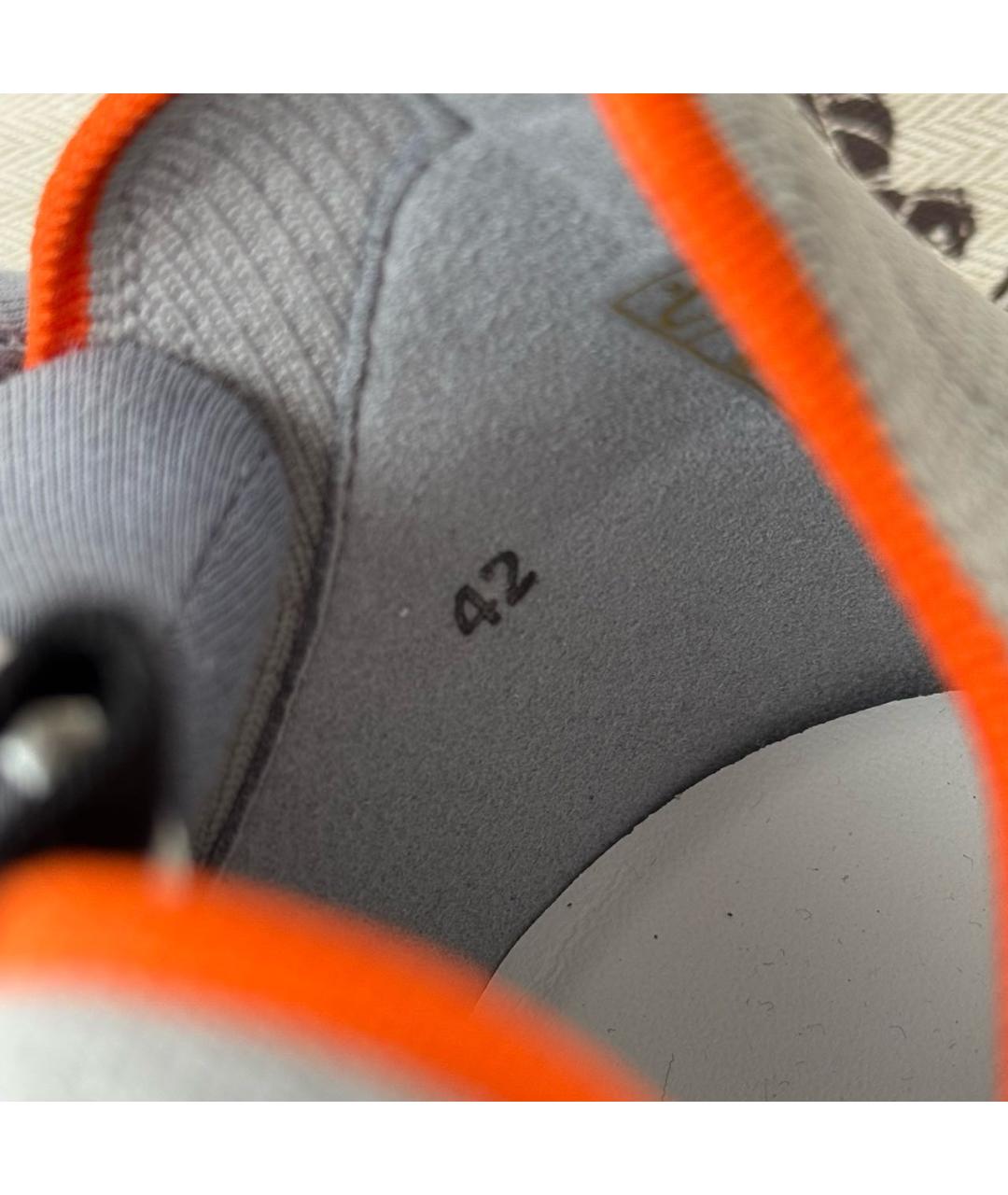 HERMES Серые текстильные низкие кроссовки / кеды, фото 6