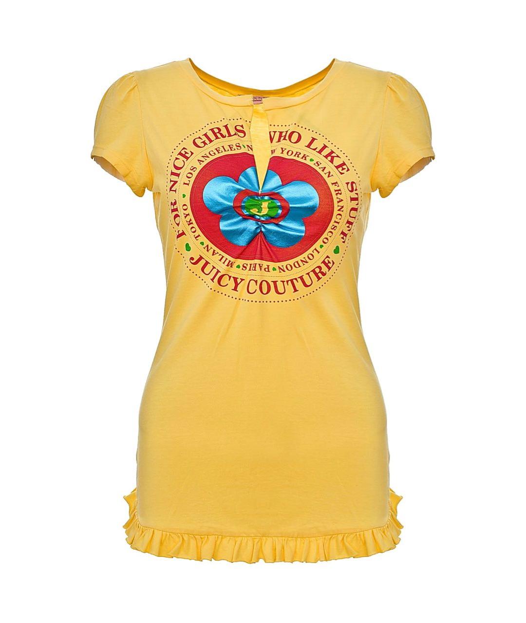 JUICY COUTURE Желтая хлопковая футболка, фото 1