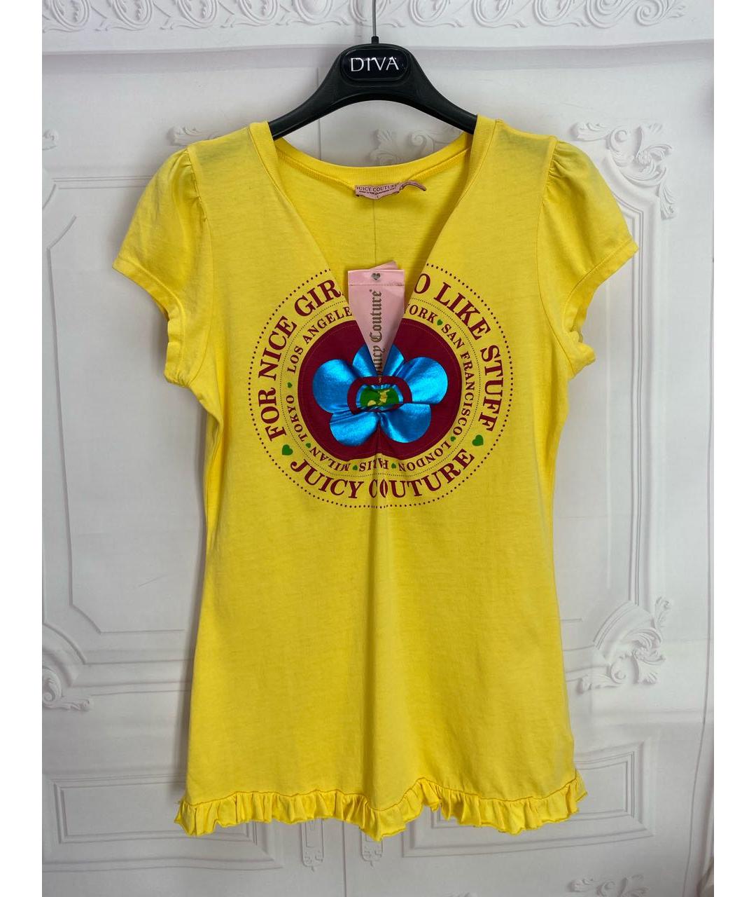 JUICY COUTURE Желтая хлопковая футболка, фото 5