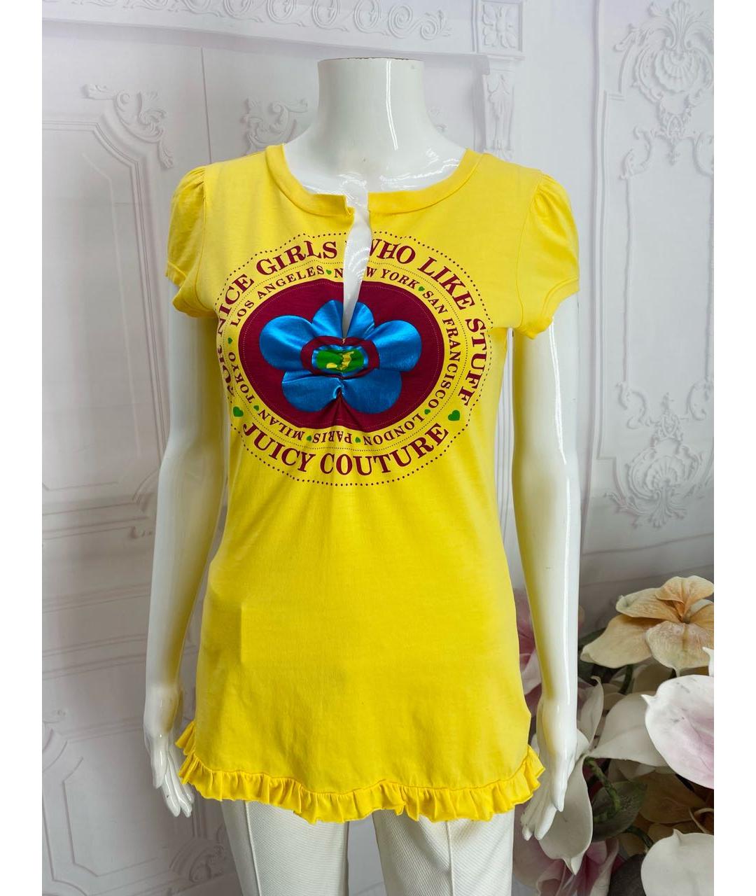 JUICY COUTURE Желтая хлопковая футболка, фото 6