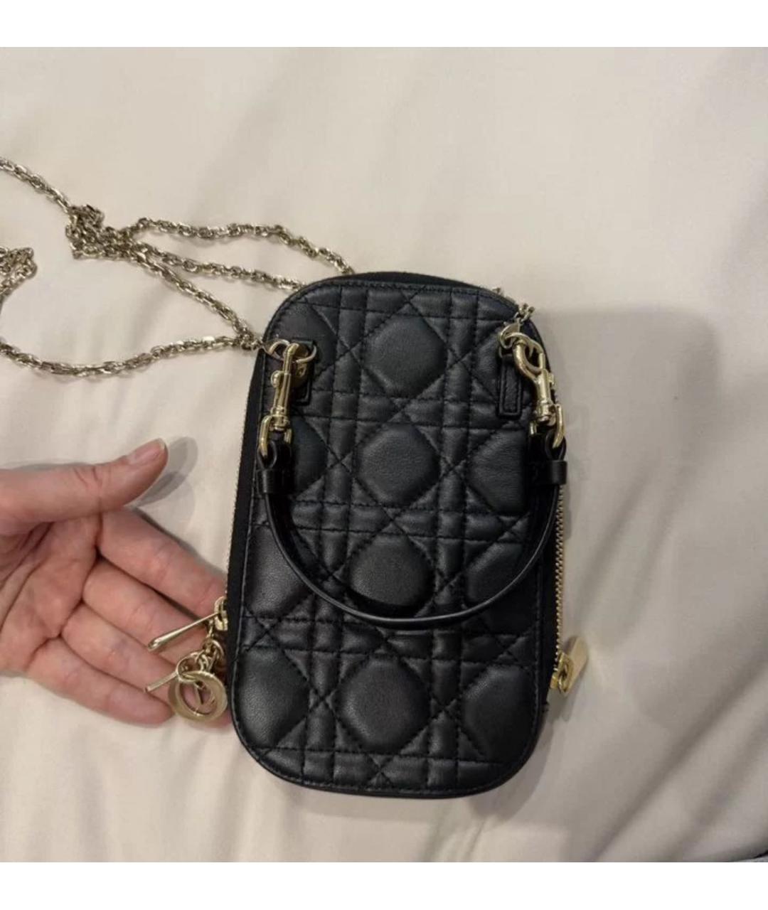 CHRISTIAN DIOR Черная кожаная сумка через плечо, фото 2