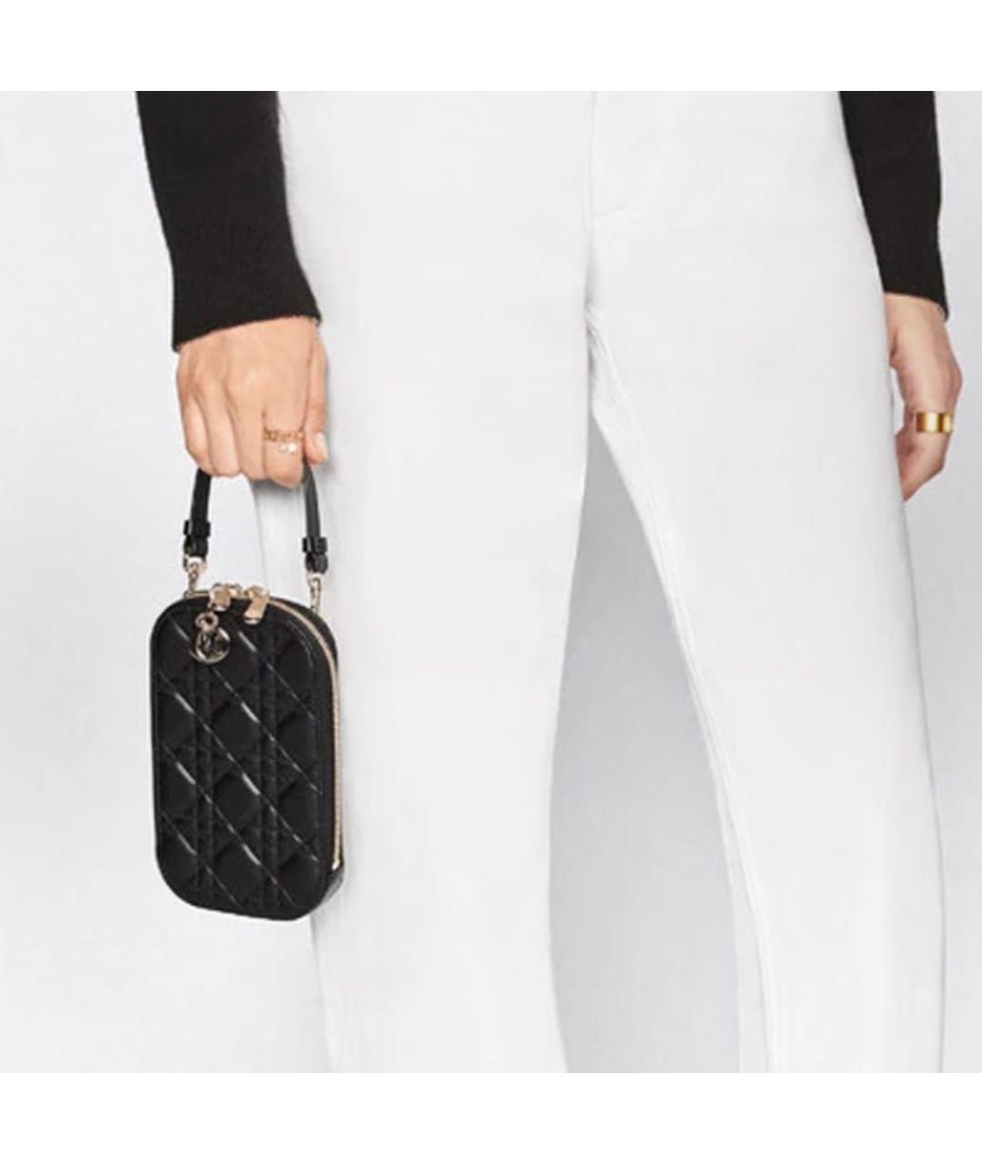 CHRISTIAN DIOR Черная кожаная сумка через плечо, фото 8