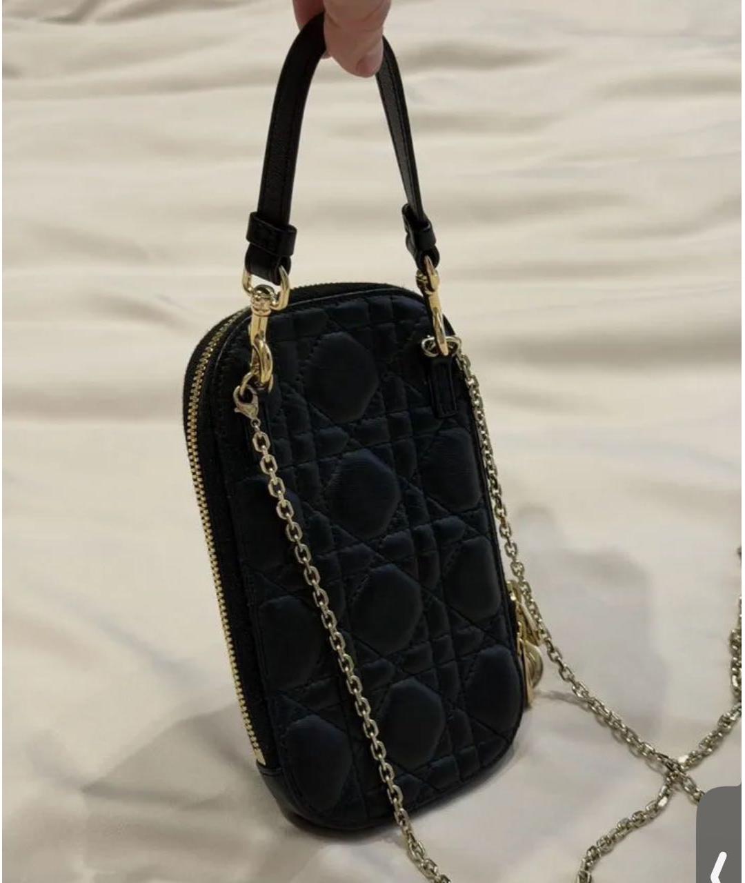 CHRISTIAN DIOR Черная кожаная сумка через плечо, фото 3