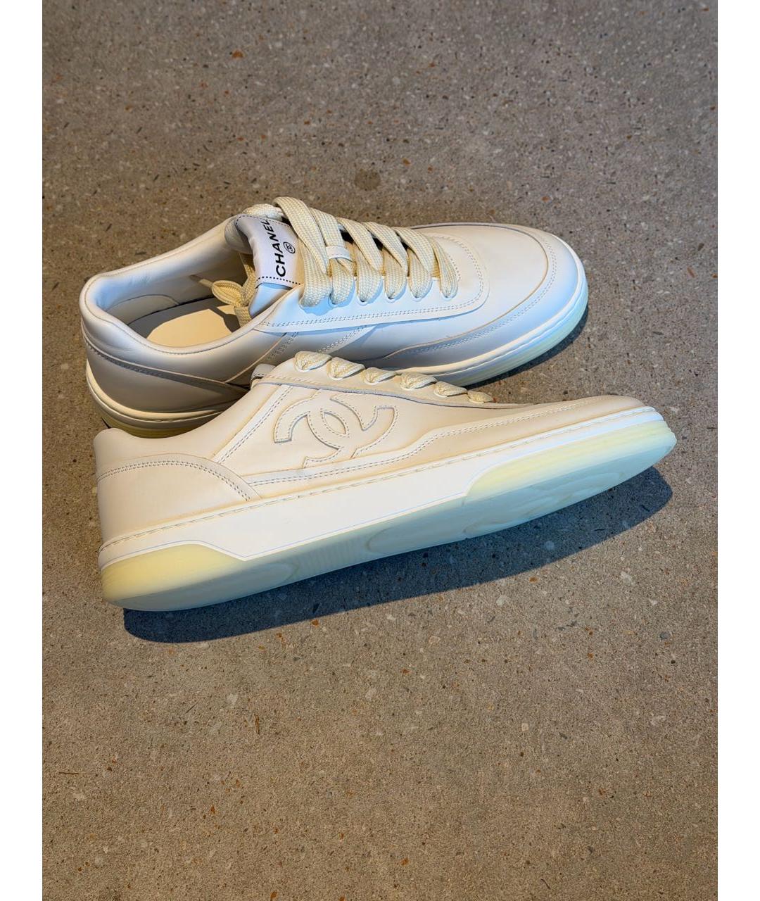 CHANEL Белые кожаные кеды, фото 7